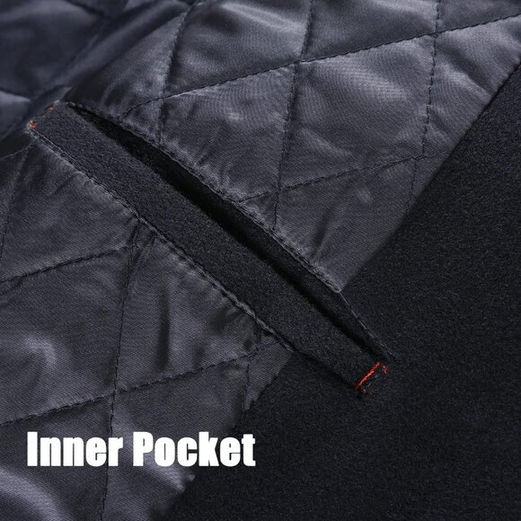 Men's Navy Luxury Full Length Trench Coat Long Wool Overcoat Winter Windbreaker - Picture 5 of 5